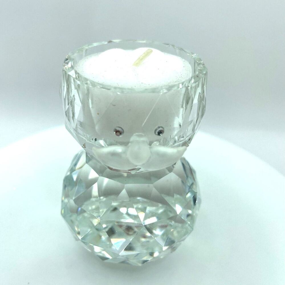 Crystal Snowman Votive Candle Holder - Holiday Christmas Decor